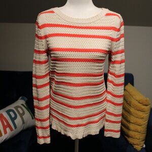 Talbots Striped Sweater Cream and Coral Colored